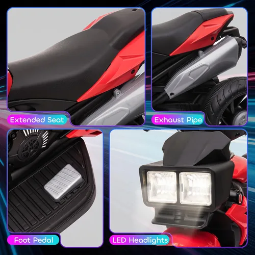 Miniatura 6 de Aosom Motocicleta para niños de 6V, juguete de montar para niños pequeños, mini motocicleta eléctrica de alta tracción, batería, con interruptor