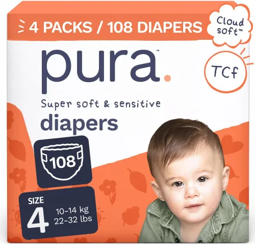 Miniatura 19 de Pura Pañales ecológicos talla 7 (33+libras) hipoalergénicos, TCF, algodón orgánico suave, sostenible, hasta 12 horas de protección contra fugas