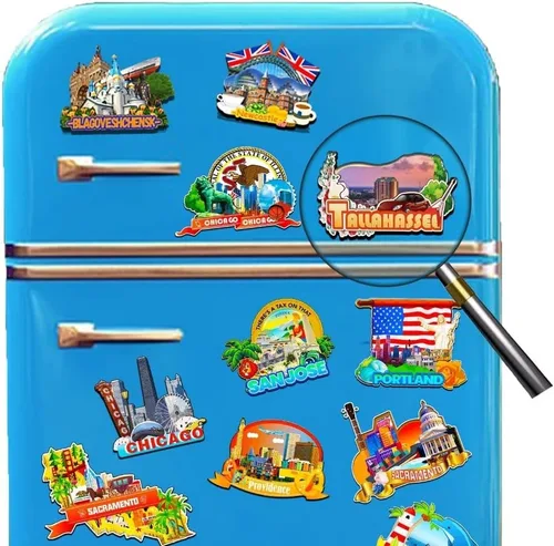 Miniatura 4 de Ensenada México - Imán de madera para nevera 3D, monumentos de viaje, coleccionables, recuerdos, decoración hecha a mano -2054
