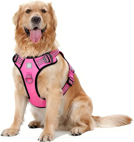 Miniatura 9 de Arnés de chaleco para perros - Acolchado ajustable reflectante con diseño fácil de poner y accesorio de correa (S, negro)