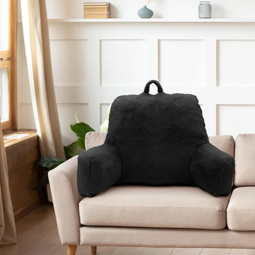 Miniatura 7 de Almohada de Lectura Grande para Cama, Respaldo con Brazos, Soporte de Espalda para Sentarse en la Cama, Sofá para Descansar, Respaldo, Negro