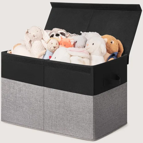 Miniatura 19 de INDRESSME Caja de juguetes de 25 x 13 x 16 pulgadas, organizador de almacenamiento de juguetes con tapa, plegable, resistente, contenedor