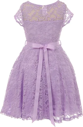 Miniatura 38 de Little Girl - Vestido de niña con manga de encaje y cinturón de piedras
