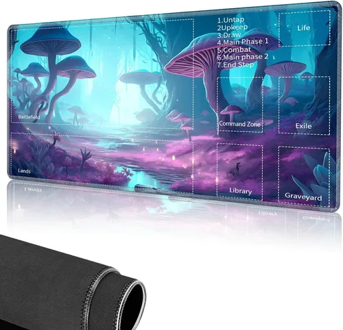 Miniatura 41 de Tapete de juego para MTG, tapete de juego de cartas cosido con zona mágica para juegos de cartas MTG, (17.4 x 13.8 pulgadas), tapete de juego
