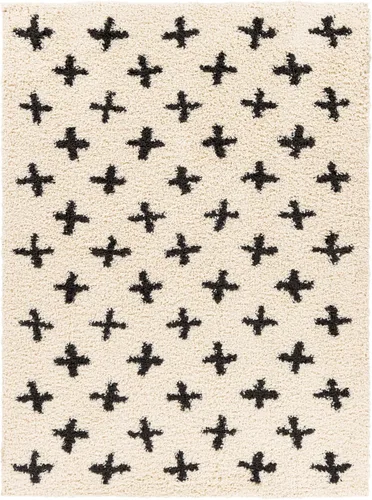 Miniatura 4 de Alfombras de Área Livabliss - Alfombra Shag Suave Mora Marroquí Boho Negro Crema de 8x10 para Sala de Estar y Dormitorio - Alfombra Grande