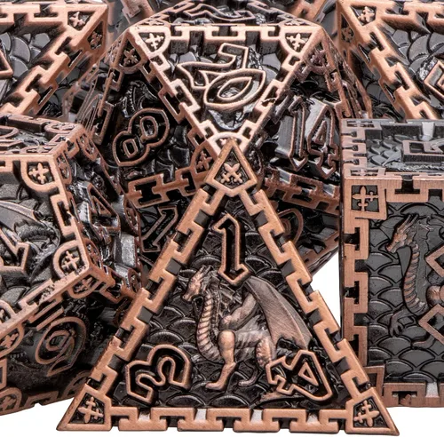 ARUOHHA DND - Juego de dados de metal con caja de regalo, juego de rol, juego de 6 caras de poliedros para juegos de mesa RPG, dados D y D D20 D12