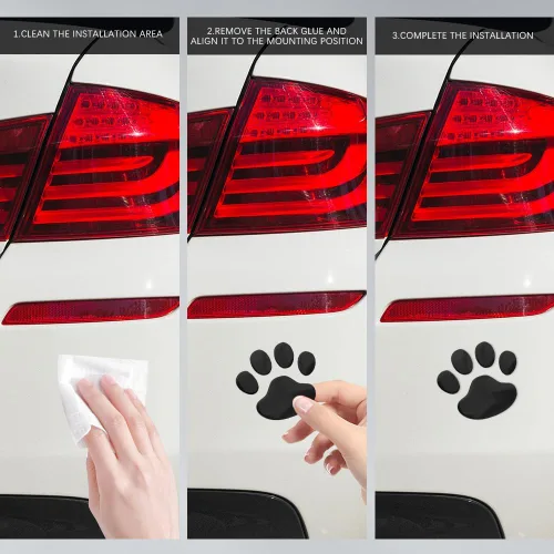 Miniatura 6 de Calcomanía 3D cromada con huella de perro de oso para automóvil, decoración de emblema de automóvil, calcomanías de estilo de huella de vehículo