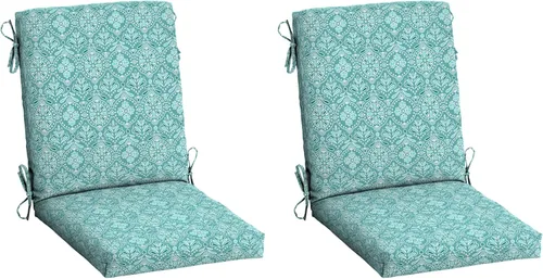 Miniatura 30 de ARDEN - Cojín para silla de comedor exterior de 20 x 20 pulgadas, resistente al agua y a la decoloración, textura verde azul pavo real