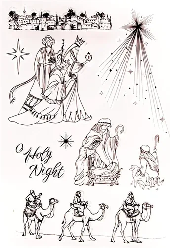 Miniatura 12 de Sellos Transparentes de Navidad para Hacer Tarjetas Navideñas o Diario, Sellos de Goma de Silicona de Versículos Navideños para Álbumes de Recortes