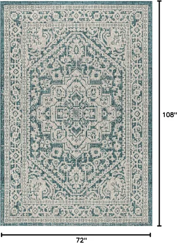 Miniatura 10 de Eyely BMS101D-28 - Alfombra de pasillo con textura de medallón de Santa Mónica Slesi, para interiores y exteriores, estilo costero, bohemio, Gris