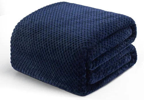 Miniatura 55 de Exclusivo Mezcla - Manta de vellón extragrande para sofá o cama, mantas supersuaves y cálidas con textura de gofre, acogedora, mullida y ligera Azul
