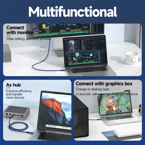 Miniatura 3 de Cable USB C a DisplayPort 2.1 [16K @30 Hz, 8K a 60 Hz, 4K a 144 Hz] 8K bidireccional USB C a DisplayPort cable de 40 Gbps, Thunderbolt 3/4 9.8 pies