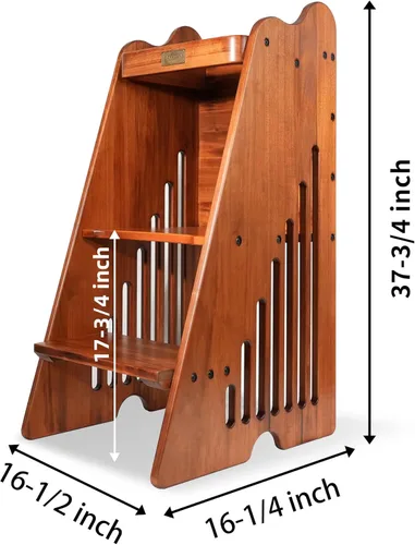 Miniatura 3 de CONSDAN Torre para niños pequeños, madera maciza cultivada en Estados Unidos, taburete de cocina para niños pequeños y niños, torre de pie con riel