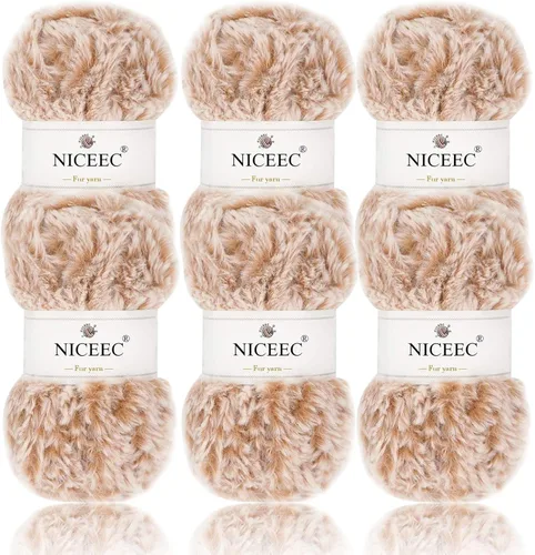 Miniatura 62 de NICEEC Hilo de Pelo Sintético Super Suave, Grueso y Esponjoso, Hilo de Pestañas para Crochet y Tejido (Longitud Total 192m/9.1kg) - Otoño/300g