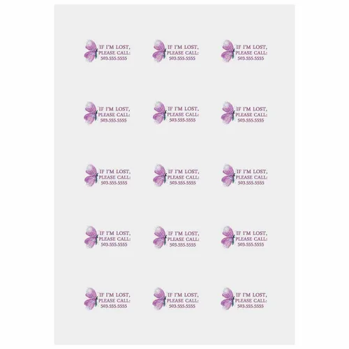 Miniatura 2 de Adhesivo personalizado para niños con texto en inglés Safty If Lost Call Tattoos – Tatuajes temporales de mariposa para niños – Tatuaje falso