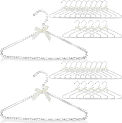 Miniatura 12 de Threan 20 piezas de 16 pulgadas de perlas con cuentas de ropa con lazo de lazo de metal elegante ropa estándar para mujer, novia, vestido de boda