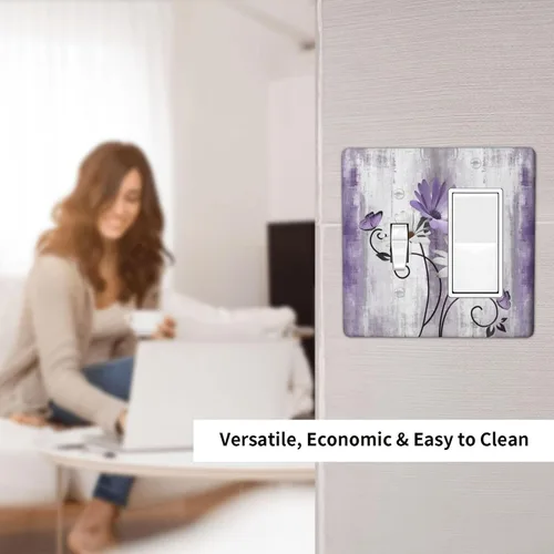 Miniatura 731 de Placa Decorativa de Pared de Granja Rústica con Cuerno de Madera para Puerta de Granero 1 Banda Duplex Cubiertas de Toma Eléctrica Soltera