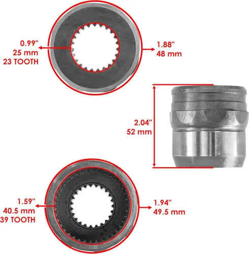 Miniatura 5 de Caltric Eje de transmisión del diferencial delantero y acopladores compatibles con Yamaha Grizzly 660 YFM660 2003-2008
