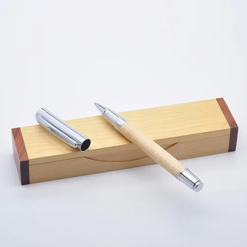 LACHIEVA LUX Juego de bolígrafos de madera de arce natural, bolígrafo de madera de primera calidad con repuesto Schneider alemán, instrumento de