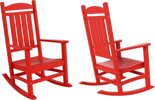 Miniatura 12 de HDPE Laguna Silla mecedora Adirondack de polietileno para exteriores (juego de 2), color negro