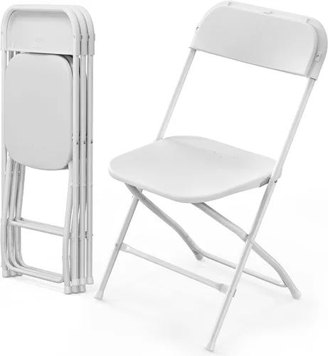 Miniatura 16 de VINGLI Paquete de 8 sillas plegables de plástico blanco, asiento comercial apilable portátil para interiores y exteriores, con marco de acero