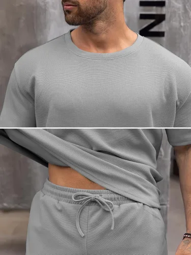 Miniatura 5 de Babioboa Conjunto de camiseta y pantalones cortos de manga corta para hombre, 2 bolsillos, de gran tamaño, de dos piezas, casual, uso diario