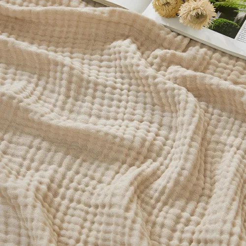Miniatura 17 de EMME - Manta de algodón tamaño queen, suave y grande, de muselina, de 90 x 90 pulgadas, ligera y transpirable, de gasa blanca, para todas