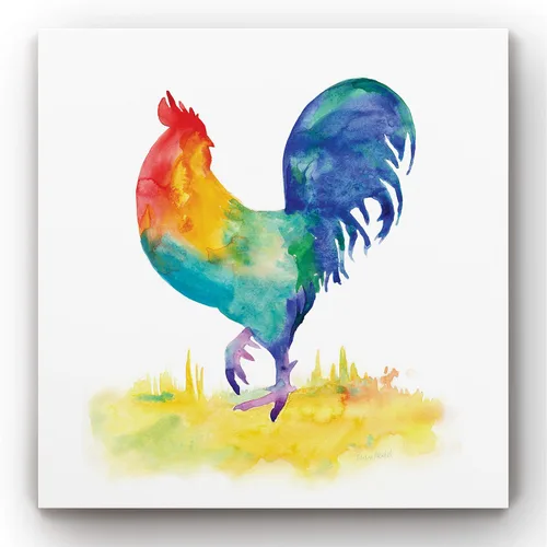 Miniatura 12 de Renditions Gallery Arte moderno de gallina con flores sobre lienzo estirado para decoración de pared