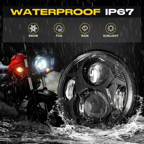 Miniatura 3 de LX-LIGHT Faro LED para motocicletas de 51 W, 5-3/4, 5.75 pulgadas, compatible con Iron 883 Dyna Street Bob Super Wide Glide Low Rider Night Rod