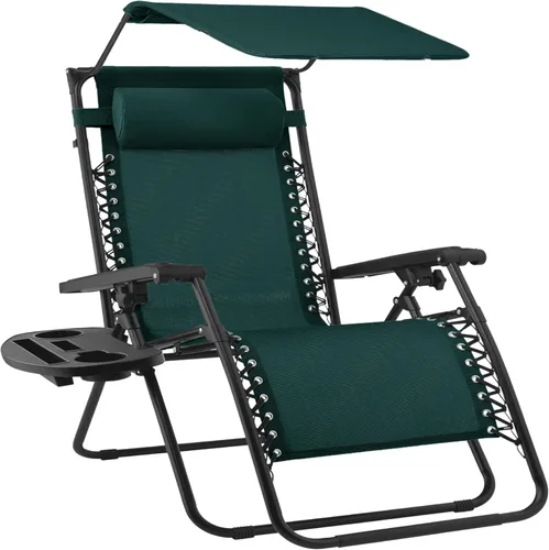 Miniatura 48 de Best Choice Products Sillón reclinable de 30 pulgadas de ancho con gravedad cero para exteriores, con toldo ajustable, reposacabezas, bandeja