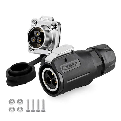 Miniatura 8 de CNLINKO Conector de cable eléctrico para exteriores M16 de 2 pines, resistente a la vibración IP67/IP65, para panel de enchufe industrial