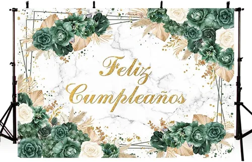 Miniatura 2 de MEHOFOND Telón de fondo bohemio de cumpleaños de 7 x 5 pies para niñas, fiesta mexicana, decoración de fiesta de feliz cumpleaños, fondo verde