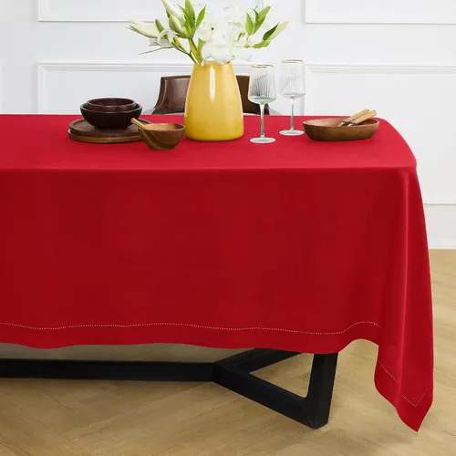 Miniatura 29 de Solino Home Mantel redondo de lino blanco, 60 pulgadas, mantel redondo de lino 100% puro, lino europeo, lavable a máquina para verano, 4 de julio