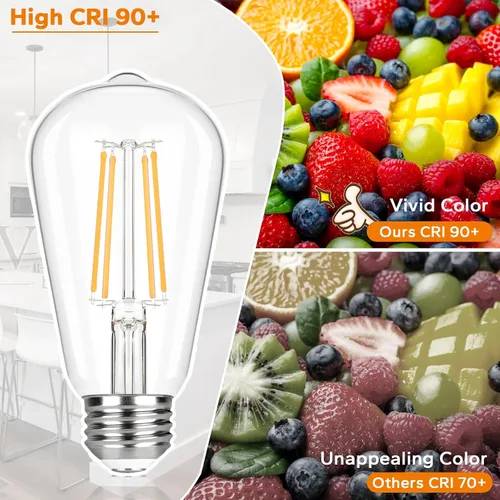 Miniatura 6 de TOBUSA Bombillas LED Edison vintage equivalentes a 60 W, bombillas LED superbrillantes de 900 lúmenes, bombillas de filamento LED antiguas ST58 de 6