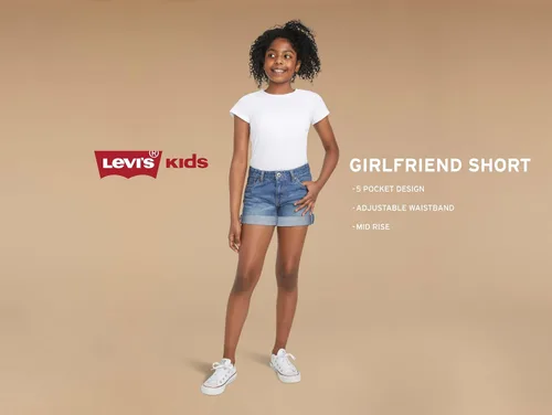 Miniatura 6 de Levi's Kids Girls Girlfriend Fit Short Shorts (Niños grandes)