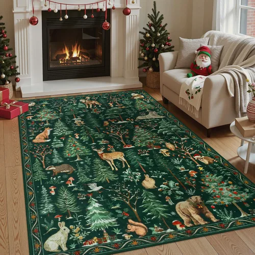 Miniatura 18 de OJIA Alfombras azules con estampado de selva de 5 x 7 pies para sala de estar, suaves, ultrafinas, lavables, para dormitorio, alfombra de entrada