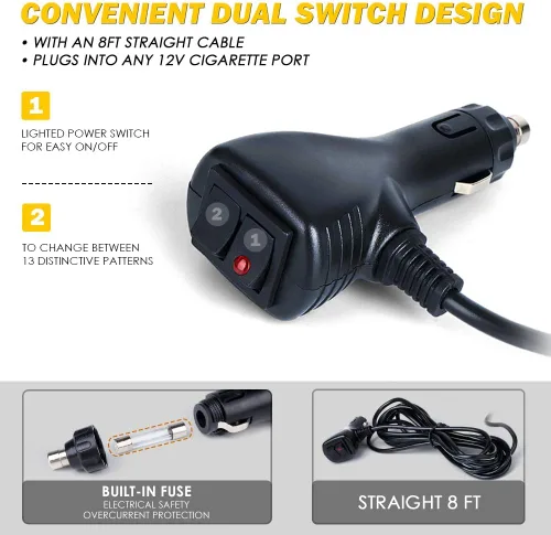 Miniatura 4 de Xprite - Luces estroboscópicas Amber de 48 LED para visor, luces interiores de parabrisas y protector solar, luces de advertencia de peligro