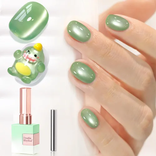 Miniatura 8 de Double Rhythm Esmalte de gel Jelly Glass de ojo de gato con imán, 0.5 onzas líquidas, brillo holográfico, brillante, translúcido