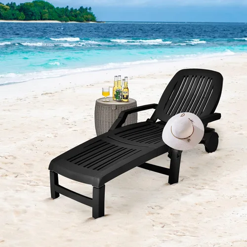 Miniatura 5 de COSTWAY Sillón reclinable ajustable de 2 piezas, resistente a la intemperie, color negro