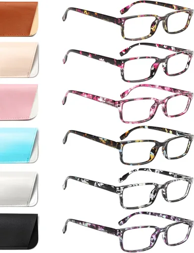 Miniatura 18 de Kerecsen Paquete de 6 gafas de lectura con bloqueo de luz azul, lectores con bisagra de resorte para hombres y mujeres, anteojos para computadora 6