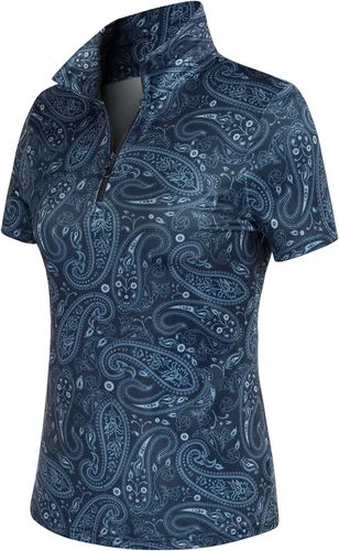 Camisas de golf con estampado 2023 para mujer, manga corta, bloque de color, blusa casual para correr