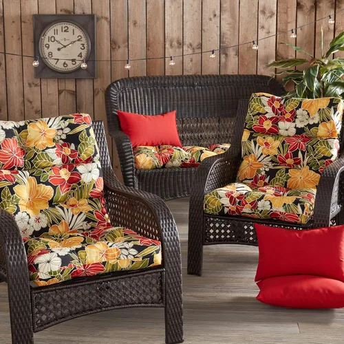 Miniatura 3 de South Pine Porch Cojín para silla de respaldo alto al aire libre (juego de 2), Aloha Black Floral
