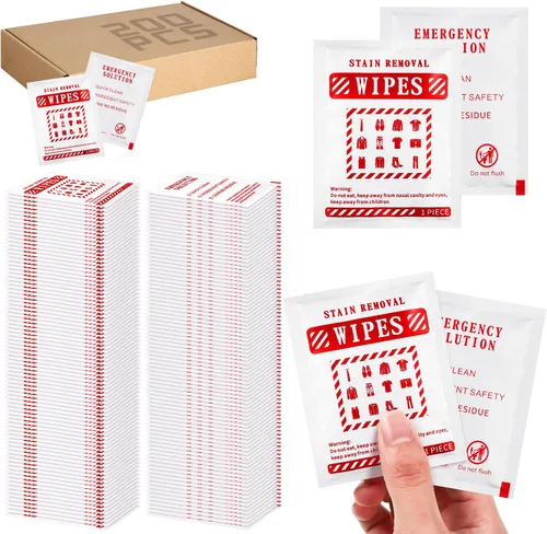 Miniatura 9 de Timgle 200 toallitas quitamanchas instantáneas envueltas individualmente, limpiadoras portátiles sin enjuague para ropa, tela, grasa de café, bolsa