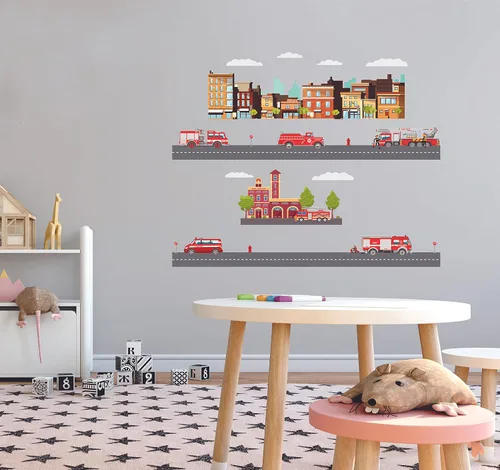 Miniatura 6 de The City - Vinilo adhesivo de vinilo para habitación de niños, camión de basura, colección de residuos sólidos, para dormitorio de niños, sala