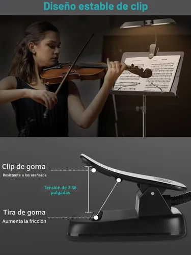 Miniatura 4 de Vekkia 64 Luces LED Recargables para Atril Musical - Lámpara de Piano Plegable con Clip, Portátil Profesional con 5 Niveles de Brillo × 3