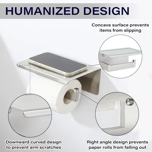 Miniatura 6 de Alise Soporte de papel higiénico, soporte de papel higiénico de baño con estante, dispensador de almacenamiento de rollos de papel higiénico