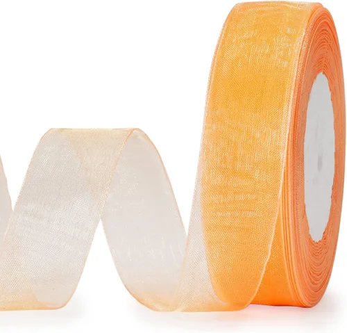 Miniatura 8 de molshine Cinta de organza transparente brillante de 50 yardas x 1 pulgada, cintas de tela de gasa para ramos de guirnaldas, lazo, boda, envoltura