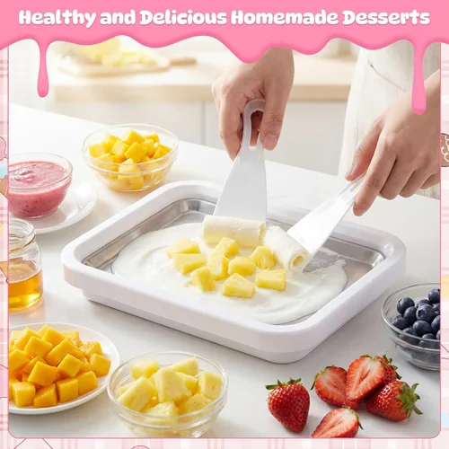 Miniatura 3 de 2 juegos de rodillos de helado instantáneos DIY en casa, máquina de helados enrollados caseros bandeja de yogur congelado para reuniones familiares