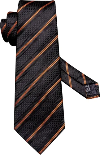 Miniatura 128 de Hi-Tie Corbatas de seda para hombre, diseño de cachemira a rayas, con bolsillo, gemelos cuadrados, conjunto formal de negocios