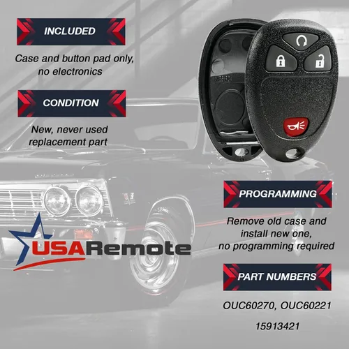 Miniatura 3 de Carcasa para llavero compatible con 2007-2016 Chevy GMC Pontiac Saturn Suzuki Cadillac Buick, mando a distancia sin llave, estuche y panel